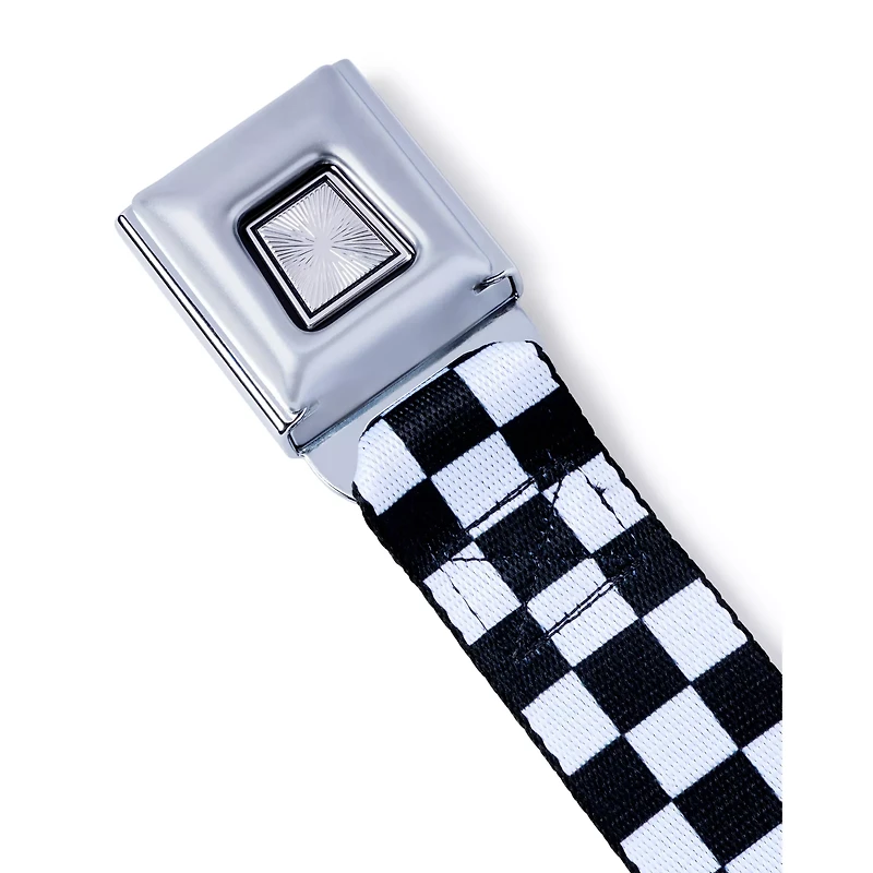 Black and White Checkered Seatbelt Belt