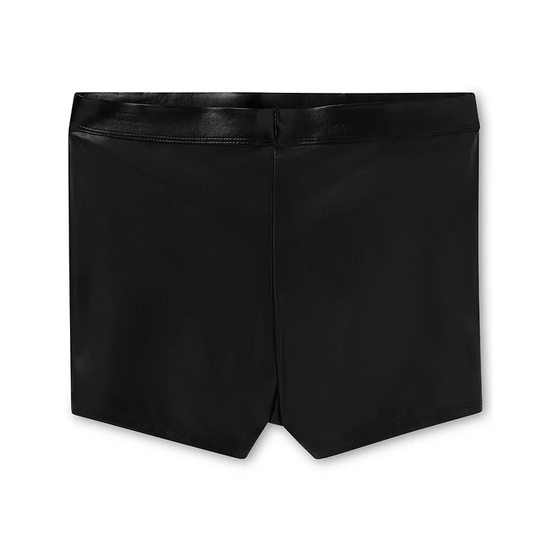 Black Faux Leather Lace-Up Booty Shorts