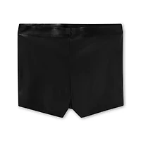 Black Faux Leather Lace-Up Booty Shorts