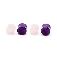Multi-Pack Rose Quartz and Amethyst Stone Plugs - 2 Pair
