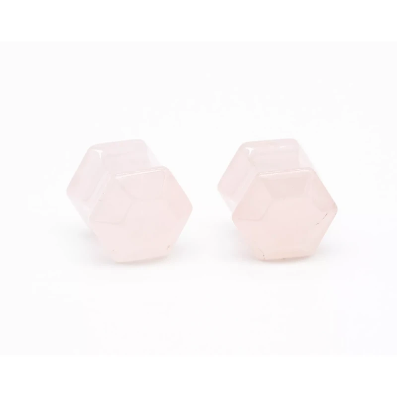 Geometric Rose Quartz Stone Plugs
