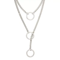 Triple Layer Silvertone O Ring Necklace