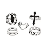 Multi-Pack Cross and Twist Heart Rings - 5 Pack
