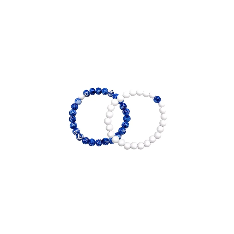 Royal Blue and White Marble Long Distance Bracelets - 2 Pack