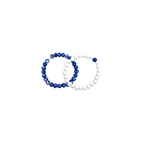 Royal Blue and White Marble Long Distance Bracelets - 2 Pack