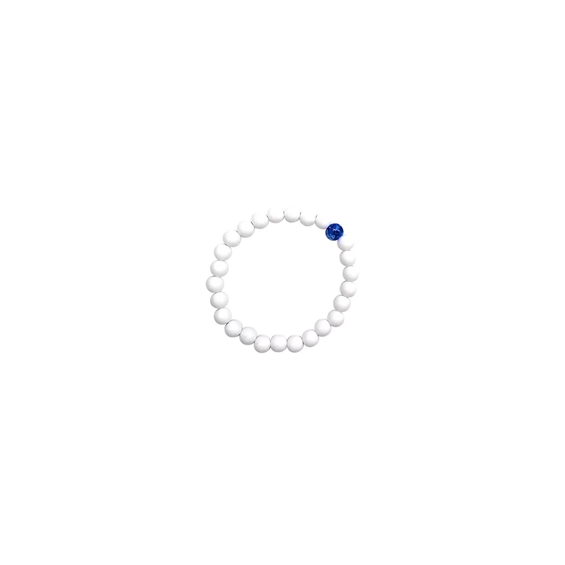 Royal Blue and White Marble Long Distance Bracelets - 2 Pack