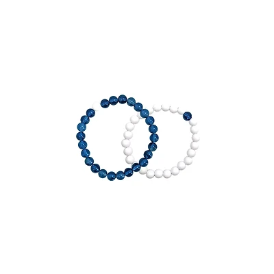Navy and White Long Distance Beaded Bracelets - 2 Pack