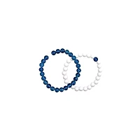 Navy and White Long Distance Beaded Bracelets - 2 Pack