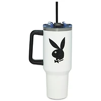Playboy Black Rhinestone Bunny Travel Tumbler with Straw - 40 oz.