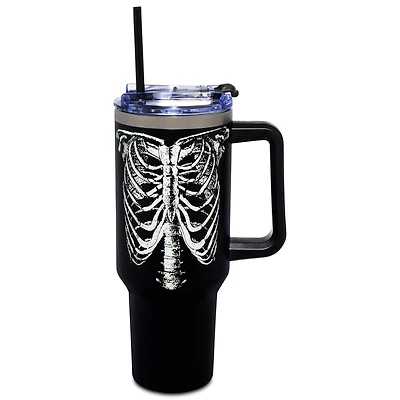 Glow in the Dark Rib Cage Travel Tumbler with Straw - 40 oz.
