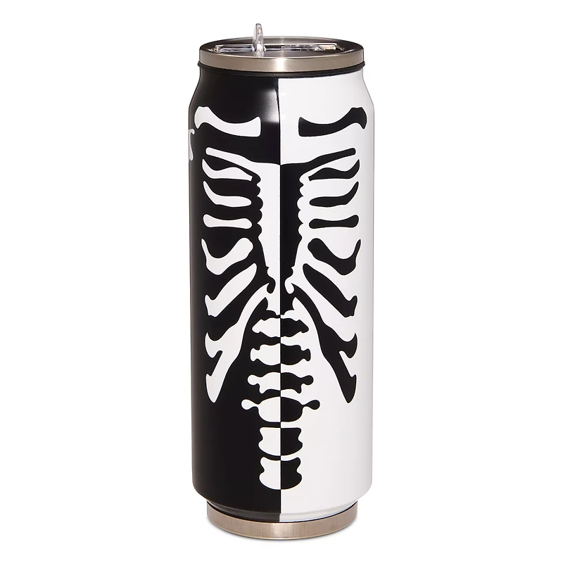 Black and White Ribcage Can Water Bottle - 17 oz.