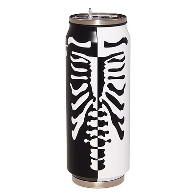 Black and White Ribcage Can Water Bottle - 17 oz.
