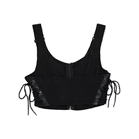 Black Distressed Lace-Up Bralette