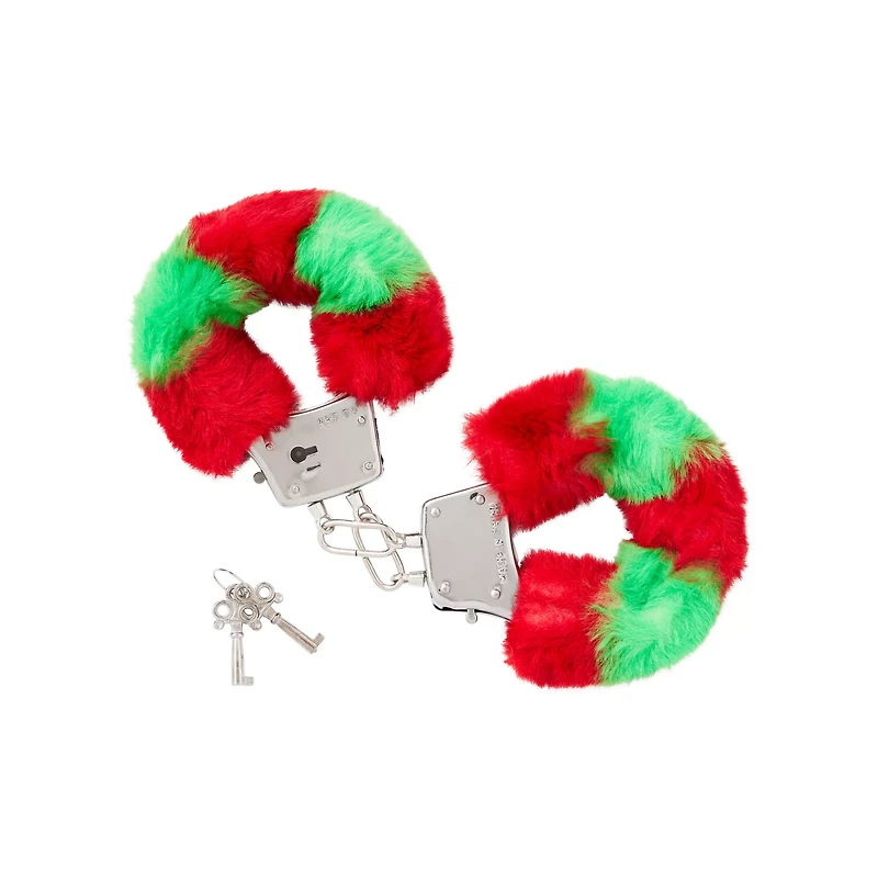 Red and Green Furry Handcuffs