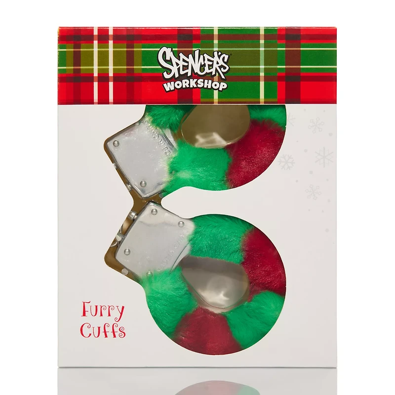 Red and Green Furry Handcuffs