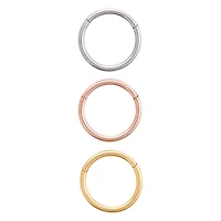 Multi-Pack Gold Silver and Rose Gold-Plated Hinged Hoop Rings - 3 Pack