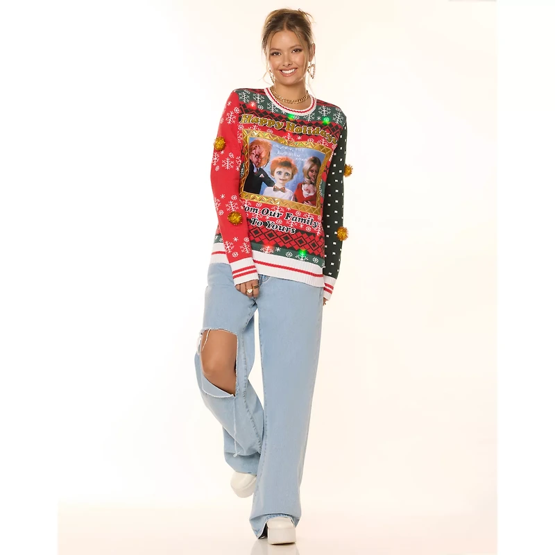 Light-Up Chucky Family Photo Christmas Sweater