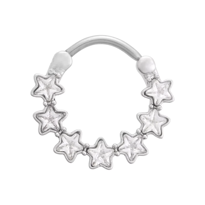 CZ Star Hinge Septum Ring - 16 Gauge