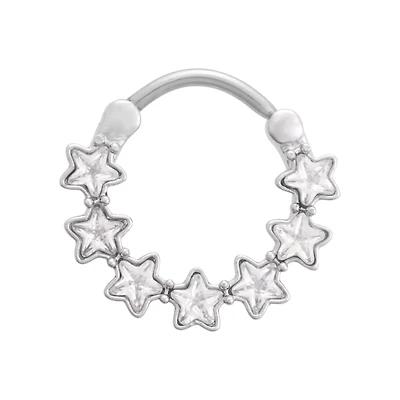 CZ Star Hinge Septum Ring - 16 Gauge