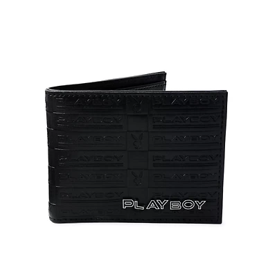 Black Playboy Logo Pattern Bifold Wallet