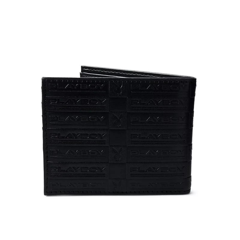 Black Playboy Logo Pattern Bifold Wallet