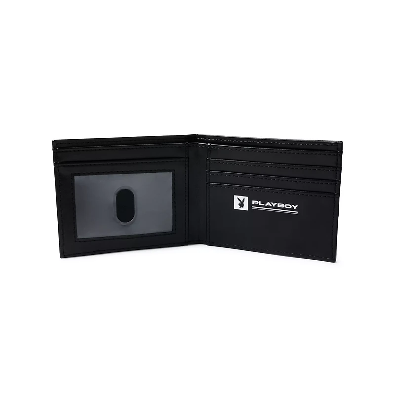 Black Playboy Logo Pattern Bifold Wallet