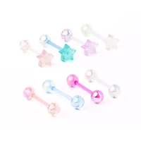 Multi-Pack Pastel Star Straight Barbells 8 Pack - 14 Gauge