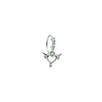 CZ Heart Wing Dangle Hoop Nose Ring - 20 Gauge