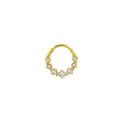 Gold-Plated CZ Diamond Hinged Septum Ring - 16 Gauge