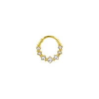 Gold-Plated CZ Diamond Hinged Septum Ring - 16 Gauge