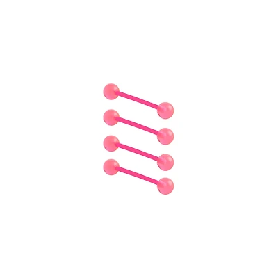Multi-Pack Glow in the Dark Pink Bioflex Nipple Barbells 4 Pack - 14 Gauge