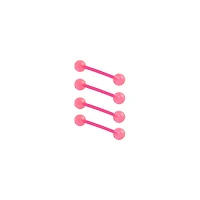 Multi-Pack Glow in the Dark Pink Bioflex Nipple Barbells 4 Pack - 14 Gauge