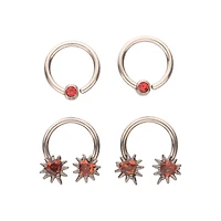Multi-Pack Red and Black Bat Nose Pins Hoops 9 Pack - 20 Gauge