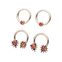 Multi-Pack Red and Black Bat Nose Pins Hoops 9 Pack - 20 Gauge