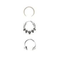 Multi-Pack Skull Hinge Nose Hoops 3 Pack - 16 Gauge