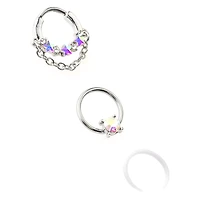 Multi-Pack Aurora Borealis Effect Nose Rings 3 Pack - 16 Gauge