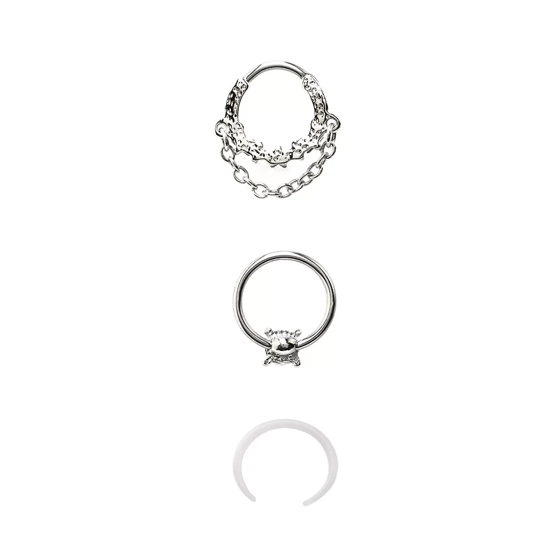 Multi-Pack Aurora Borealis Effect Nose Rings 3 Pack - 16 Gauge