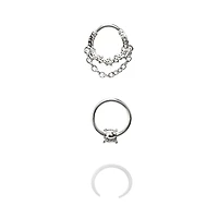 Multi-Pack Aurora Borealis Effect Nose Rings 3 Pack - 16 Gauge