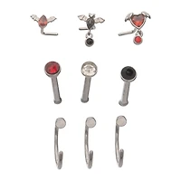 Multi-Pack Red and Black Bat Nose Pins Hoops 9 Pack - 20 Gauge