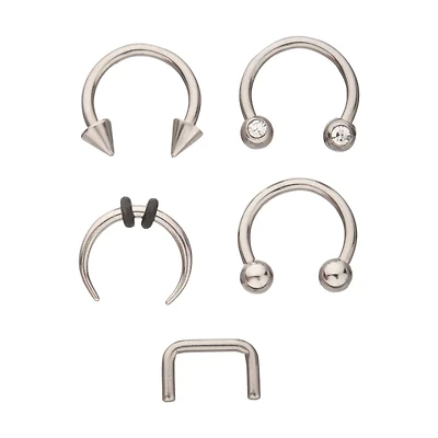 Multi-Pack Septum Nose Ring 5 Pack - 16 Gauge