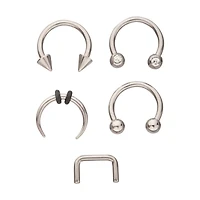 Multi-Pack Silver-Plated Septum Rings 5 Pack - 16 Gauge
