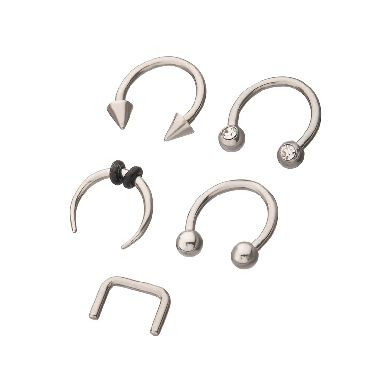 Multi-Pack Silver-Plated Septum Rings 5 Pack - 16 Gauge