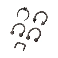 Multi-Pack Black Septum Nose Rings 5 Pack - 16 Gauge