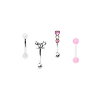 Multi-Pack Bow Curved Barbells 4 Pack - 16 Gauge