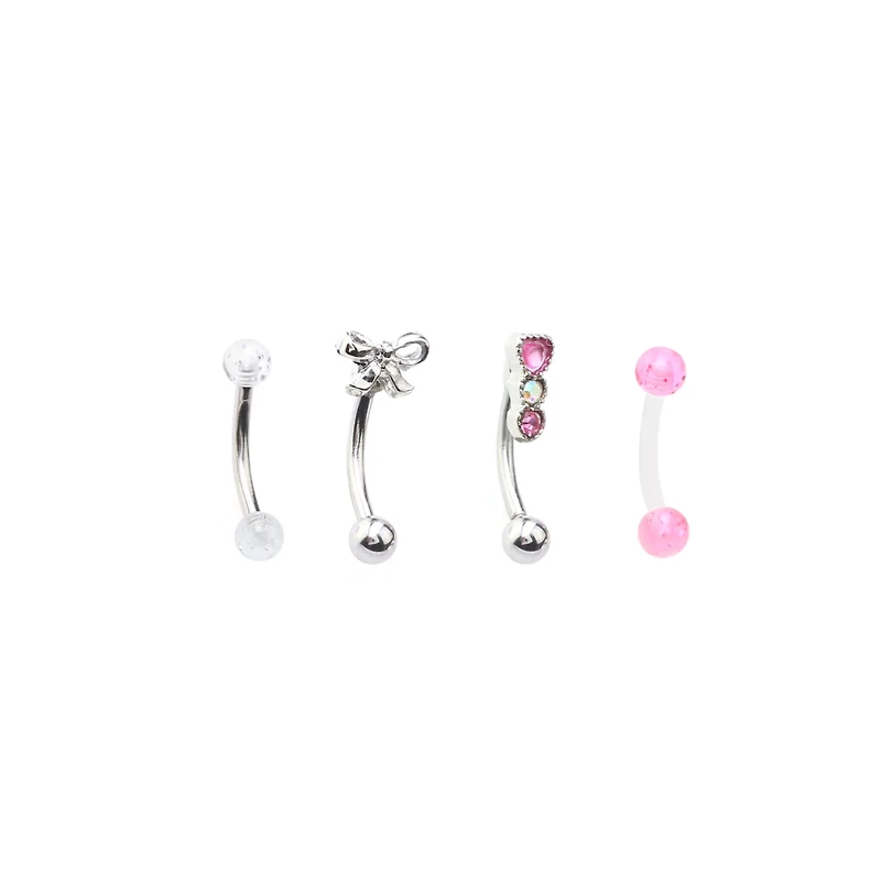 Multi-Pack Bow Curved Barbells 4 Pack - 16 Gauge