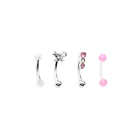 Multi-Pack Bow Curved Barbells 4 Pack - 16 Gauge