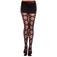 Black Criss Cross Sheer Tights