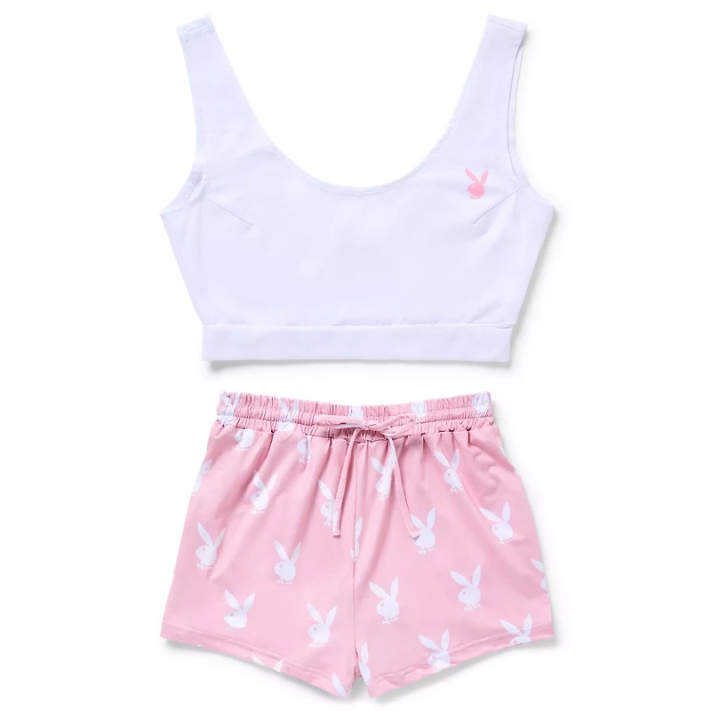 Playboy Bunny Pink and White Tank Top Shorts Set