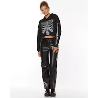 Rhinestone Skeleton Cropped Hoodie
