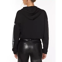 Rhinestone Skeleton Cropped Hoodie